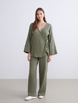 Beli Lastikli Dokulu M?slin Kad?n Pantolon