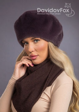 Шапка Берет экомех браун