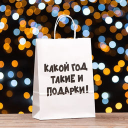 Пакет подарочный с приколами, Какой год такие и подарки, белый, 32 х 24 х 10,5 см