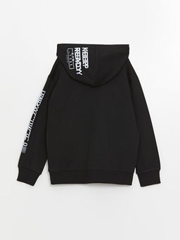 Kap??onlu Bask?l? Uzun Kollu Erkek ?ocuk Fermuarl? Sweatshirt - Waikiki фото 2