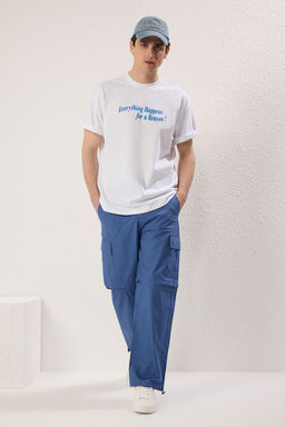 TRENDYOL MAN Lacivert Straight Kal?p Parasut Kumas Fermuarl? Sort Olabilen Pantolon TMNSS25PL00014 - Trendyolmilla фото 3