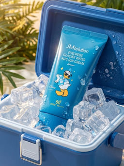 Jmsolution Охлаждающий солнцезащитный крем / Edelweiss Glacier Water Alps Moist Suncream Snow SPF50+/PA++++ Disney Donald Duck, 50 мл