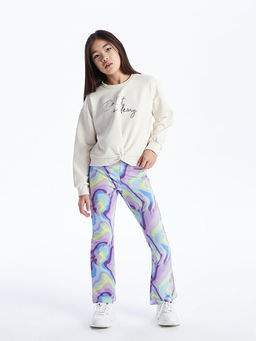 Bisiklet Yaka Bask?l? Uzun Kollu K?z ?ocuk Sweatshirt - Waikiki фото 2