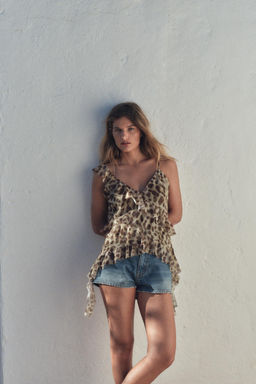 PRINTED TULLE TOP WITH RUFFLES - Zara фото 10