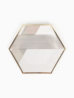 Посуда одноразовая бумажная на 12 персон, 24 предмета, бело-золотой цвет