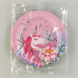 Цена за 10 шт. Тарелка одноразовая бумажная «Единорожка», 18 см