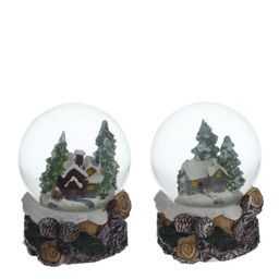 Фигурка декор в стекл шаре "Домик" (подсвет, LR44x2 н/п), D 6 см, L7 W7,5 H8 см, 2в.