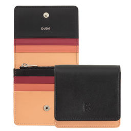 Итальянский кожаный кошелек DuDu серии Flores | черно-розовый