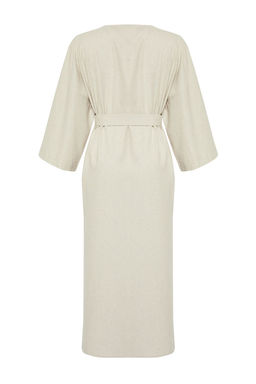 Bej Kusakl? Maxi Dokuma Nak?sl? Keten Kar?s?ml? Plaj Kimono&Kaftan TBESS20KM0051 - Trendyolmilla фото 14