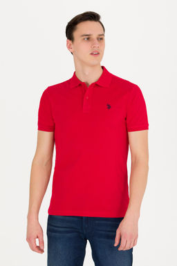U. S. Polo Assn Мужская красная базовая футболка с воротником-поло - U.s. polo assn фото 3