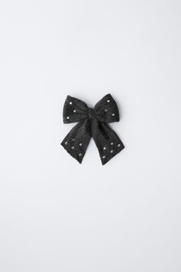 ELASTIC HAIR TIE WITH RHINESTONE BOW CLIP