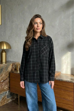 K13371 Рубашка OVER SIZE ЧЕРНЫЙ