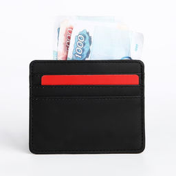 Картхолдер, на 3 карты, отделение для купюр, чёрный