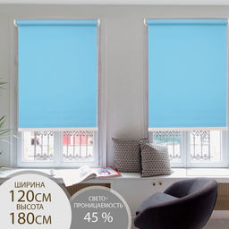 Штора рулонная 120180 см (с учётом креплений 3,5 см), цвет голубой