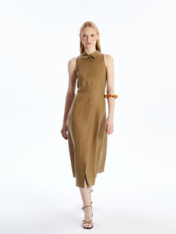 %100 Keten G?mlek Elbise