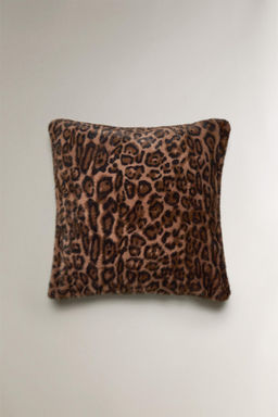 FAUX FUR AND ANIMAL PRINT CUSHION COVER