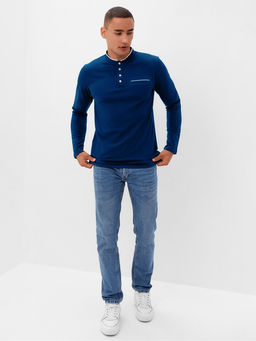 Футболка с длинным рукавом мужская MINAKU синяя, р-р 42