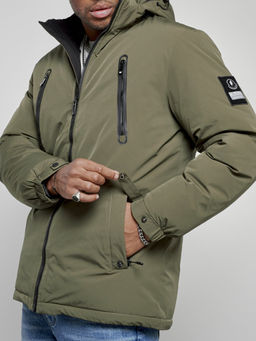 Куртка спортивная мужская зимняя с капюшоном цвета хаки 8360Kh - Wonderrman фото 12