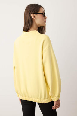 Teen Ac?k Sar? Fermuarl? Oversize/Genis Kal?p Kal?n Ici Polarl? Orme Sweatshirt TWOAW25SW00122