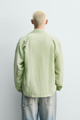 CAMISA FLUIDA RELAXED FIT EFECTO IRREGULAR / verde lavado - Zara фото 3