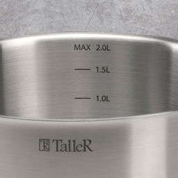 Кастрюля из нержавеющей стали Lira 2л, д18см, h8,8см, s0,5мм, дно д16см, s4мм, стеклянная жаропрочная крышка, стальной обод, пароотвод, силиконовые вставки коричневого цвета, капсулированное дно, полировка внешняя - матовая, внутренняя - матовая, м - Домашняя мода фото 4