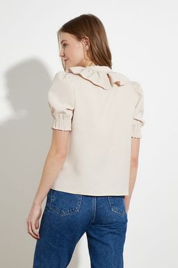 TRENDYOLMILLA Kahverengi Yakas? Baglama Detayl? Dokuma Gomlek TWOSS21GO0125 фото 10