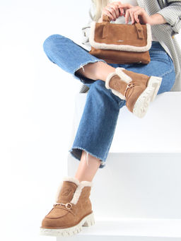 Ботинки 307. PODYUM141 be.светло коричневый замша/Шерсть