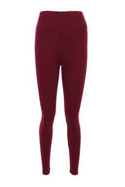 Bordo Toparlay?c? Beli Lastikli Yuksek Bel Esnek Orme Tayt TWOAW20TA0087