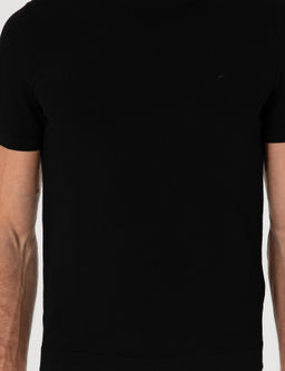 Siyah Slim Fit Bisiklet Yaka Triko T-shirt