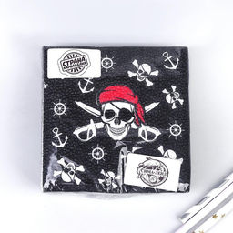 Цена за 3 шт. Салфетки бумажные «Пират», однослойные, 24×24 см, набор 20 шт.