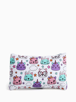 Цена за 3 шт. Косметичка-пенал на молнии, плоская, с рисунком Волшебные коты, белая - Simaland фото 2
