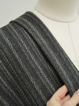 Шерсть пальтово-костюмная Твид Полосы цв.черный, ш.1.5м, шерсть-40%, п/э-60% - Купава фото 3