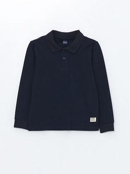 Polo Yaka Bask?l? Uzun Kollu Erkek ?ocuk Ti??rt