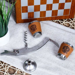 Фляжка 200 мл с шахматами + 2 стопки 25 мл, открывашка, воронка / FL-181 /уп 20/ - Галеонтрейд фото 7