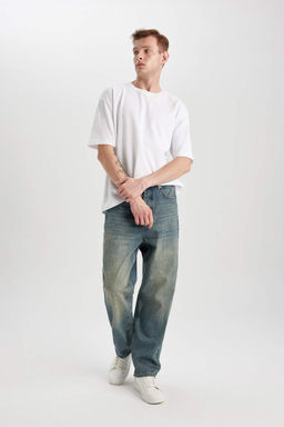 Джинсовые брюки Baggy Fit с широким узором и нормальной талией, широкие брюки - Defacto фото 4