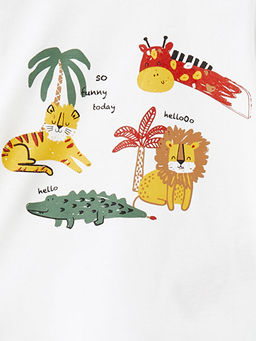 Bisiklet Yaka Bask?l? Uzun Kollu Erkek Bebek Ti??rt - Waikiki фото 3