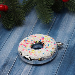 Ёлочные игрушки 2 шт. Пончик яркий 98 см, серебро - Зимнее волшебство фото 2