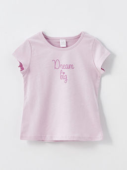 Bask?l? Bisiklet Yaka K?sa Kollu K?z Bebek Ti??rt 2li - Waikiki фото 3