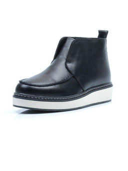 01-5173-1 BLACK Ботинки демисезонные женские (натуральная кожа, байка)