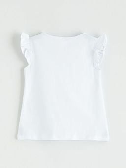 Bisiklet Yaka Bask?l? K?z ?ocuk Ti??rt