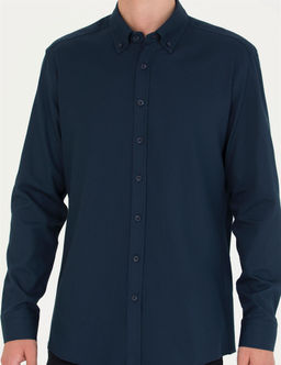 Lacivert Regular Fit Uzun Kollu G_mlek