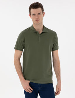 Haki Regular Fit %100 Pamuk Polo Yaka Basic Ti__rt
