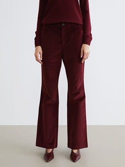 Dar Fit ?spanyol Pa?a Kad?n Kadife Pantolon