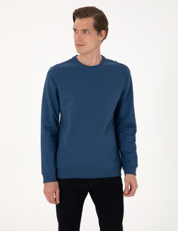 A__k Lacivert 2 _plik Regular Fit Bisiklet Yaka Basic Sweatshirt - Pierre cardin фото 3