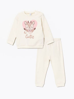 Bisiklet Yaka Bask?l? K?z Bebek E?ofman Tak?m