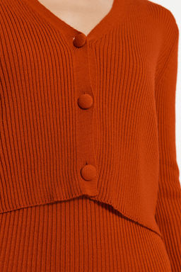 TRENDYOLMILLA Pembe Vucuda Oturan Midi Triko H?rka Elbise Tak?m TWOSS21EL0208 фото 25