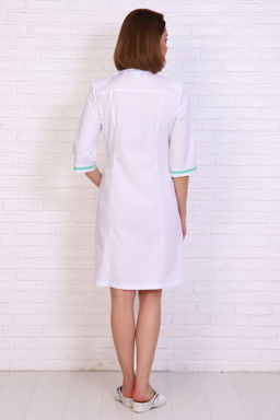 Халат женский 196 ТС. Цвет: белый и зеленое яблоко - Стильб фото 3