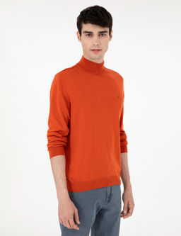 Turuncu Slim Fit Yar_m Bal_k__ Yaka Basic Triko Kazak - Pierre cardin фото 3