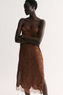 Vestido brocado con ribetes de encaje - H&m фото 3