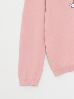 Bisiklet Yaka Bask?l? Uzun Kollu K?z ?ocuk Triko Kazak - Waikiki фото 3